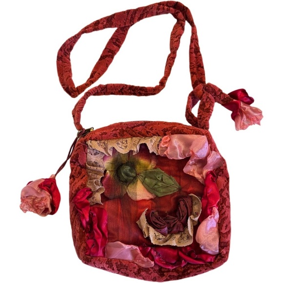 Hand Crafted Handbags - Handmade Velvet Bohemian Gypsy Crossbody Purse Feminine Girly Coquette Bag